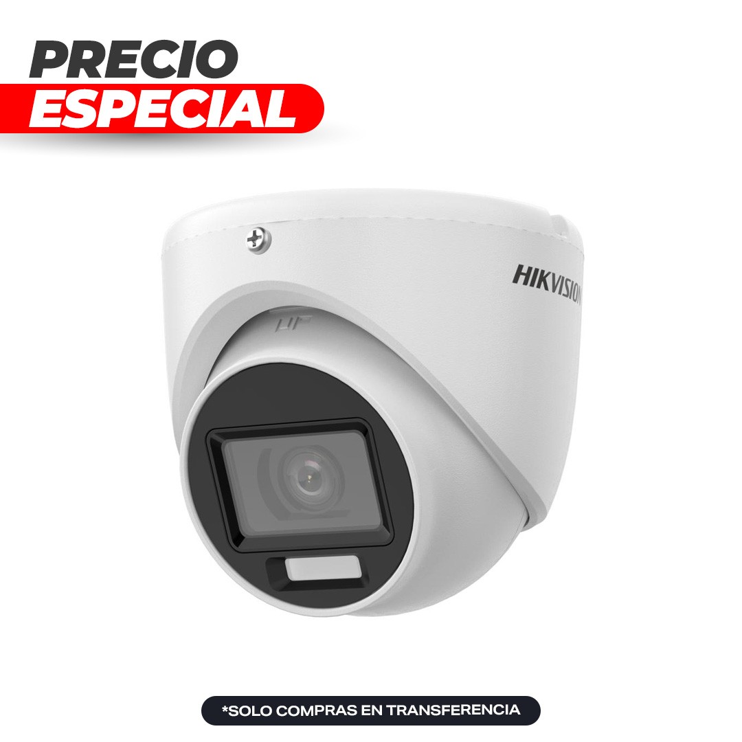 Cámara Domo 2MP fija con luz híbrida inteligente  DS-2CE76D0T-EXLMF Hikvision